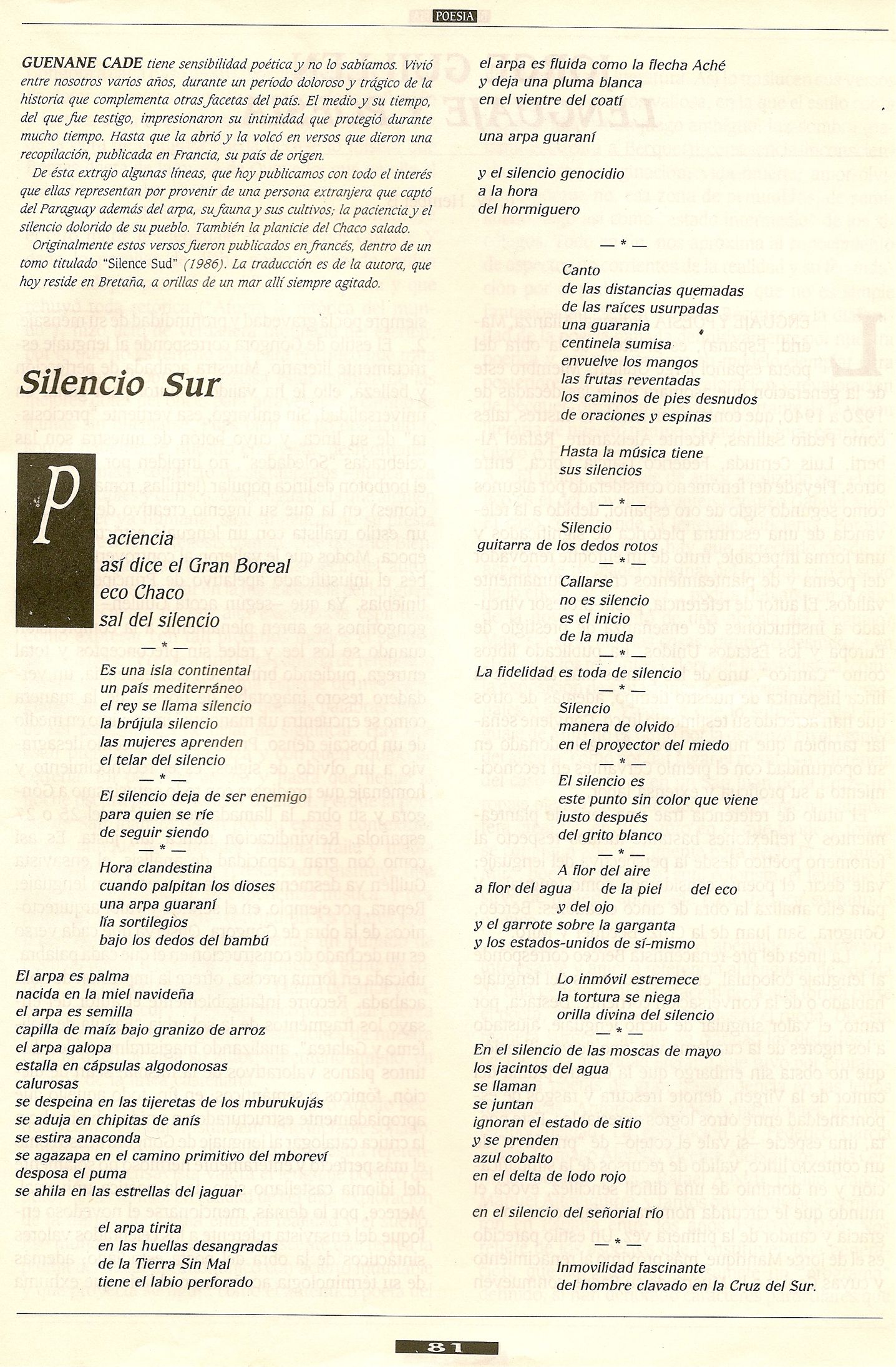 Gu&eacute;nane - La Revista Critica, sept 1994.