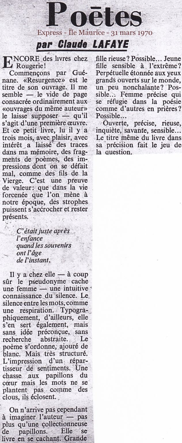 Gu&eacute;nane - Express - �le Maurice - 31 mars 1970.