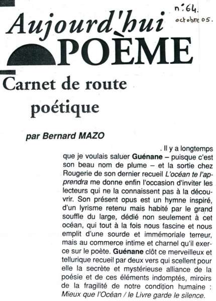 Aujourd'hui Poeme No 64.